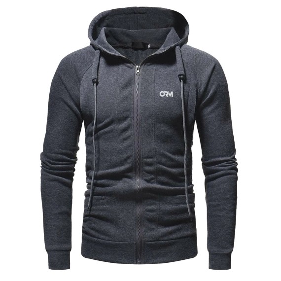 Zip Up Solid Hooded
